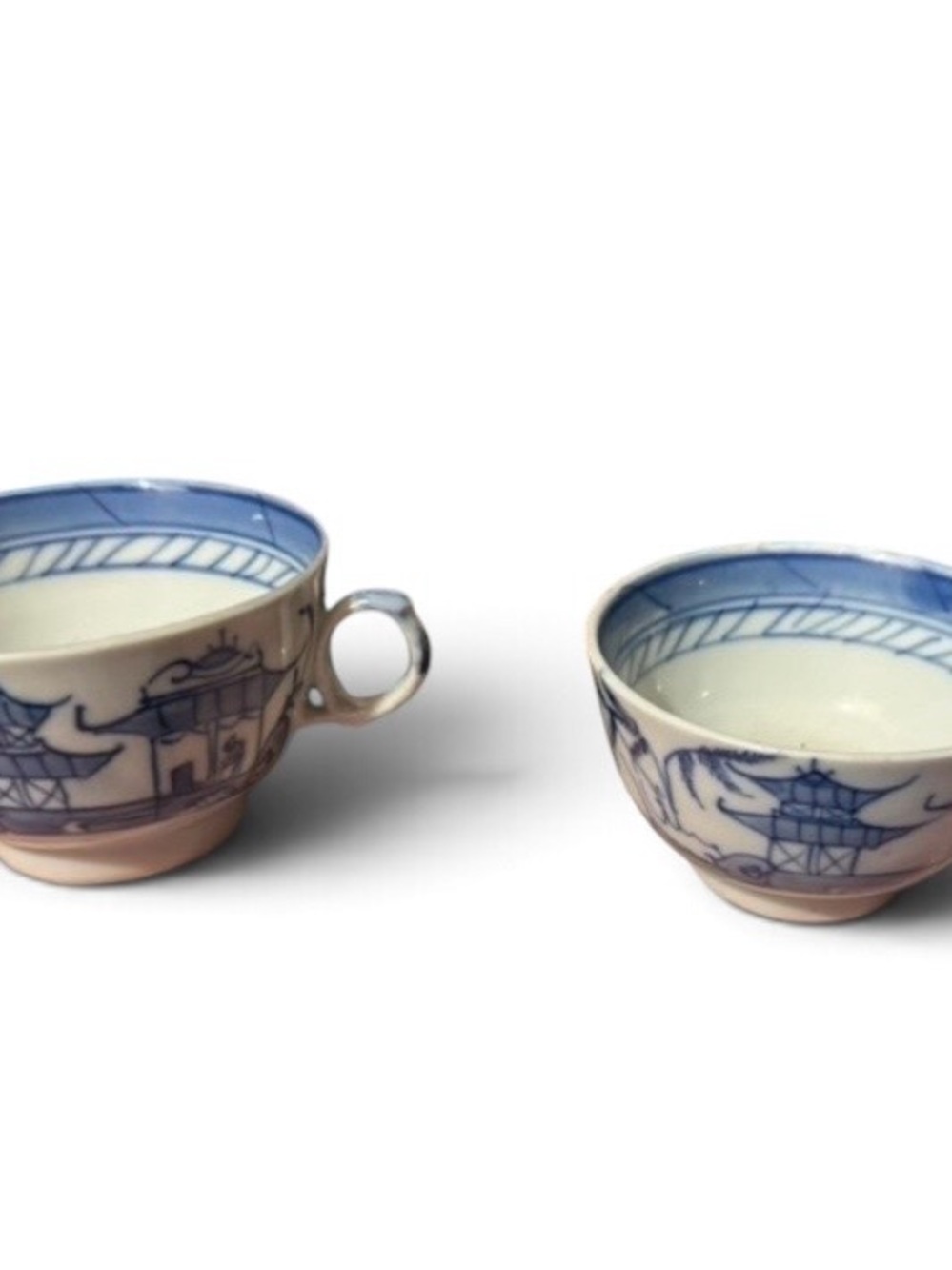 Antique~1800s~Chinese Canton Export Porcelain Teacups~19th Century~Hand Painted